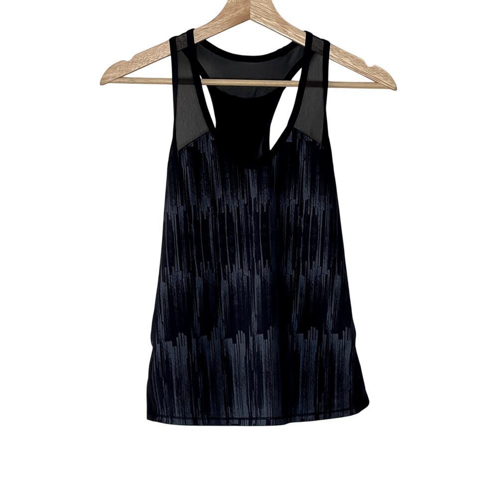 Lululemon Womens Ace‎ Tank Size 6 Mesh Racerback Scratch Match Black Pattern